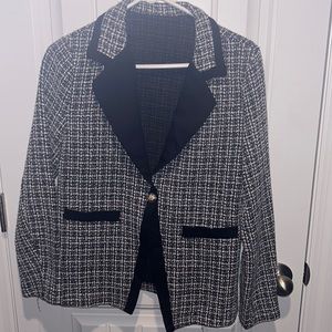 Plaid pattern Lapel collar Tweed Blazer